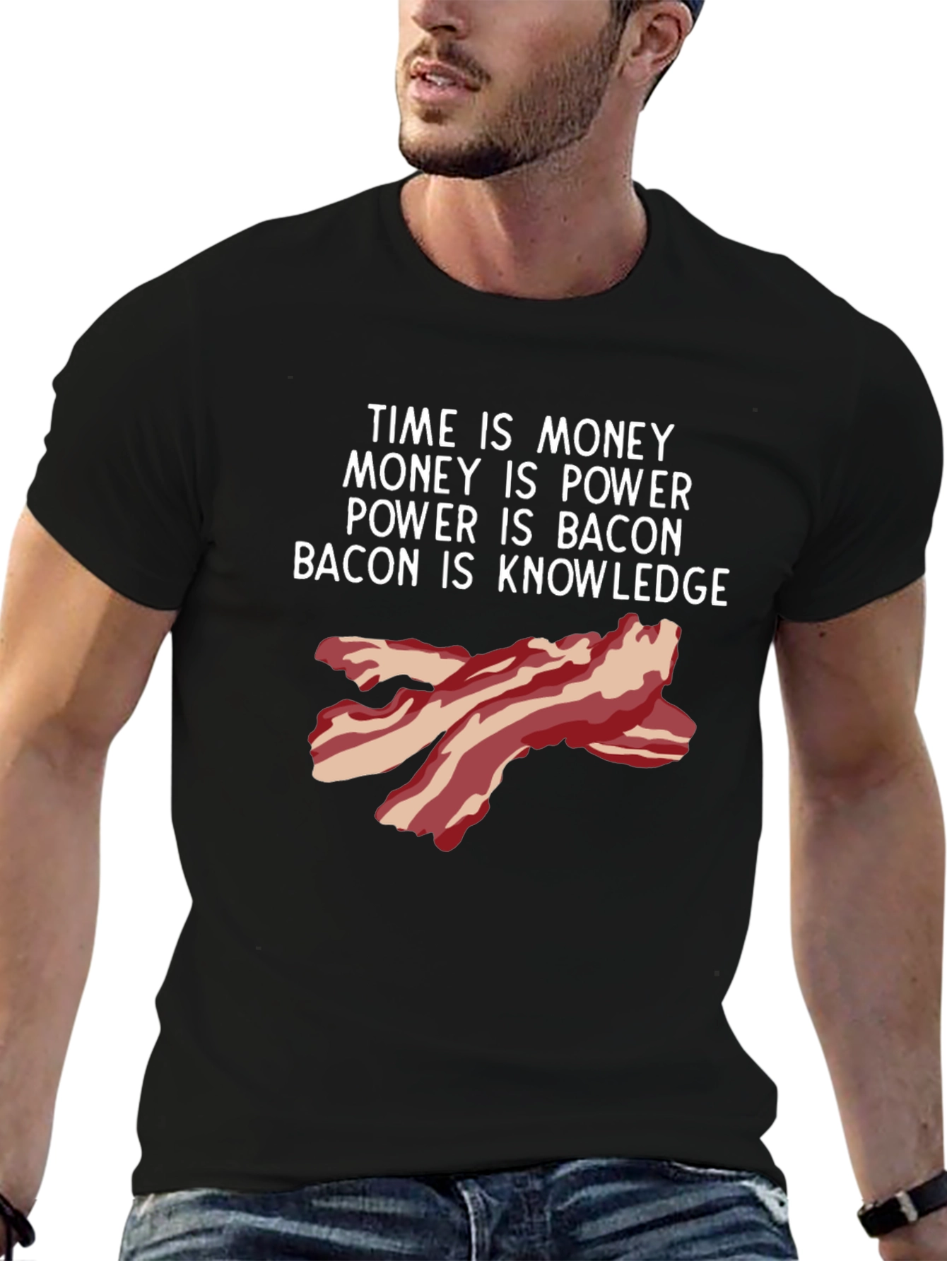 Time is Money Bacon Knowledge Funny T-Shirt