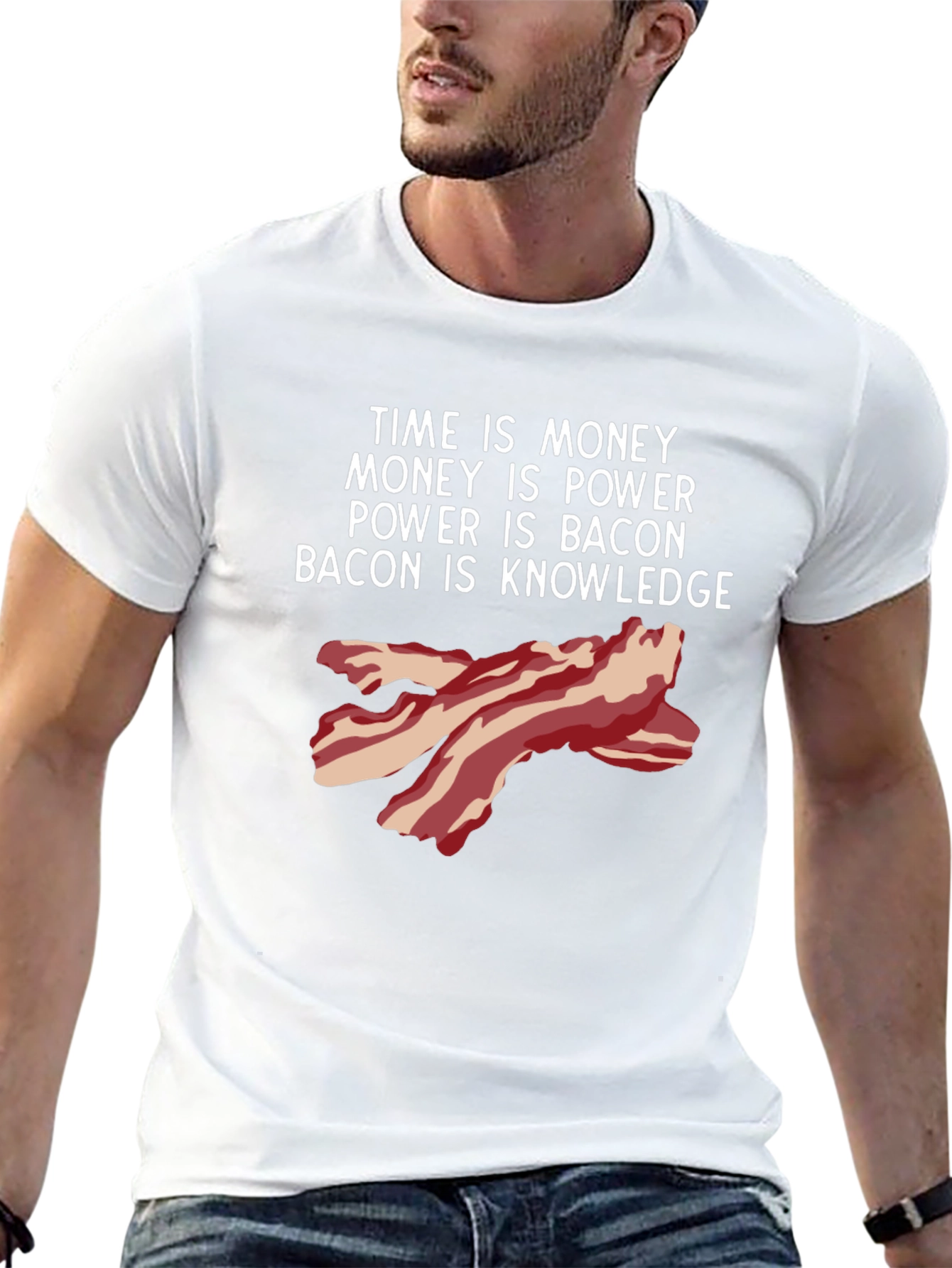 Time is Money Bacon Knowledge Funny T-Shirt
