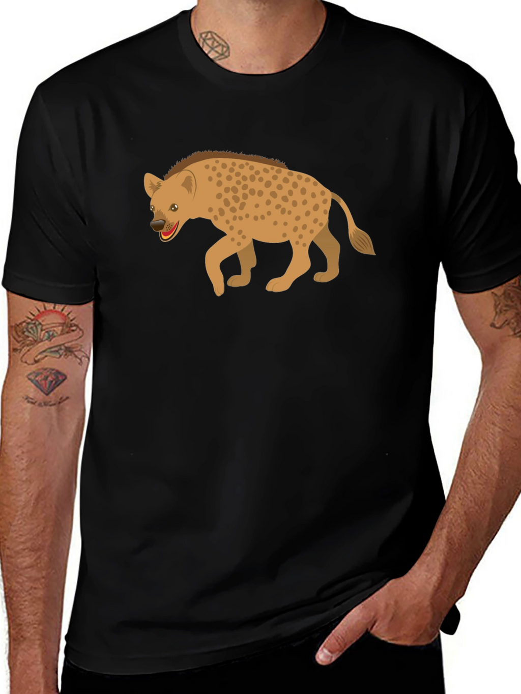 Hyena Graphic Tee - Black Cotton Shirt