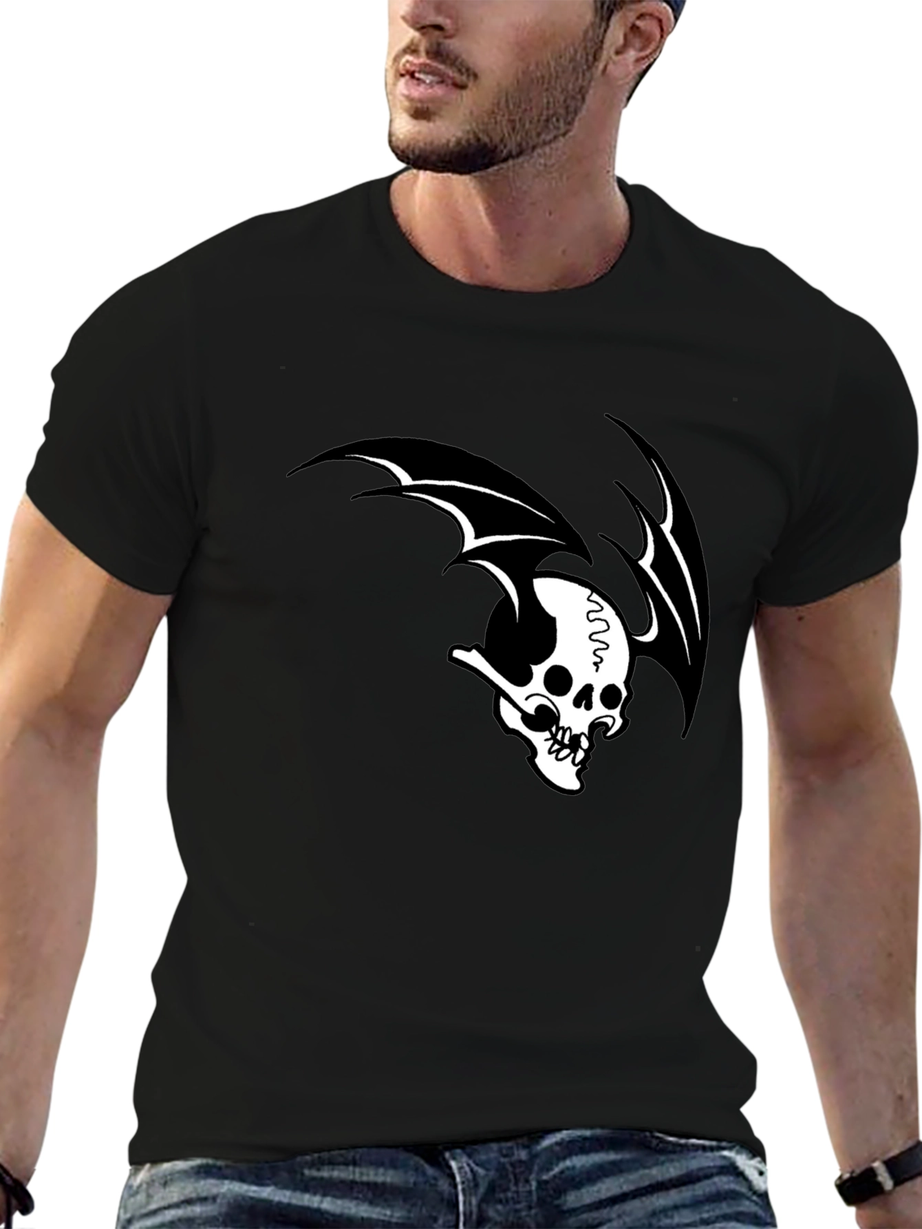 Skull Wing Graphic Black T-Shirt