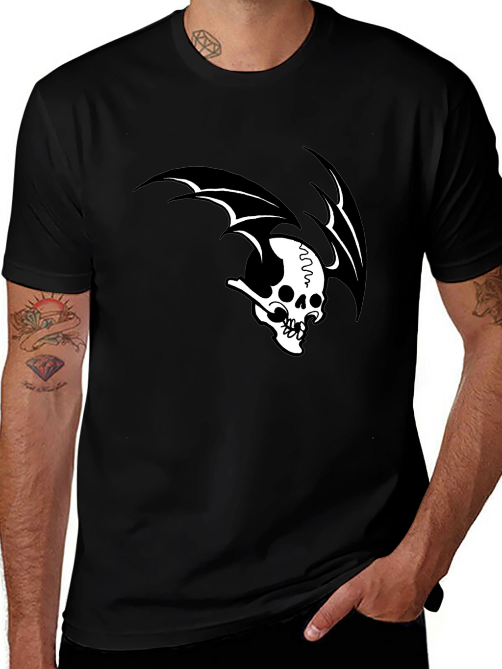 Skull Wing Graphic Black T-Shirt