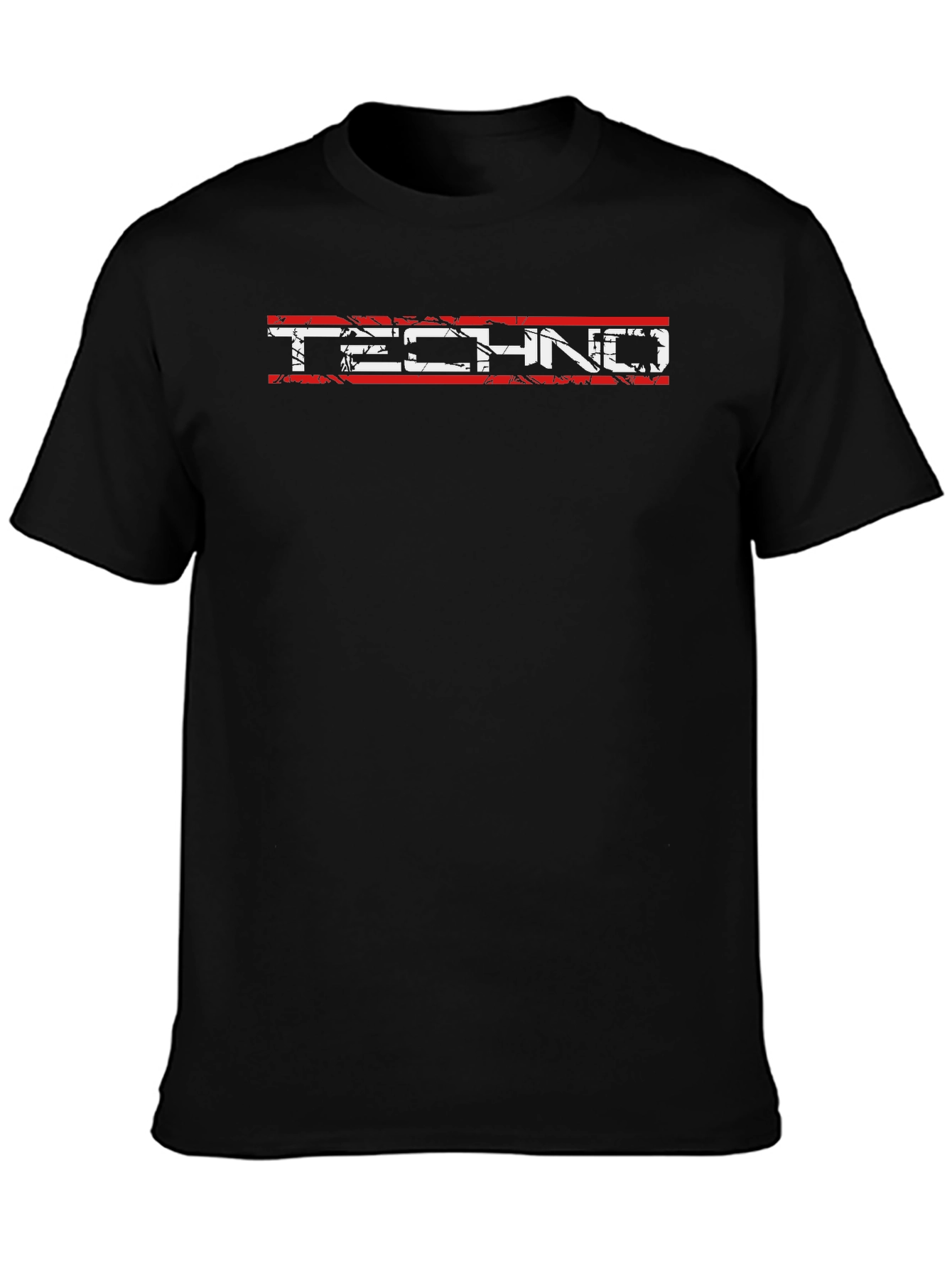 Grunge Techno Graphic Tee - Black Cotton Blend