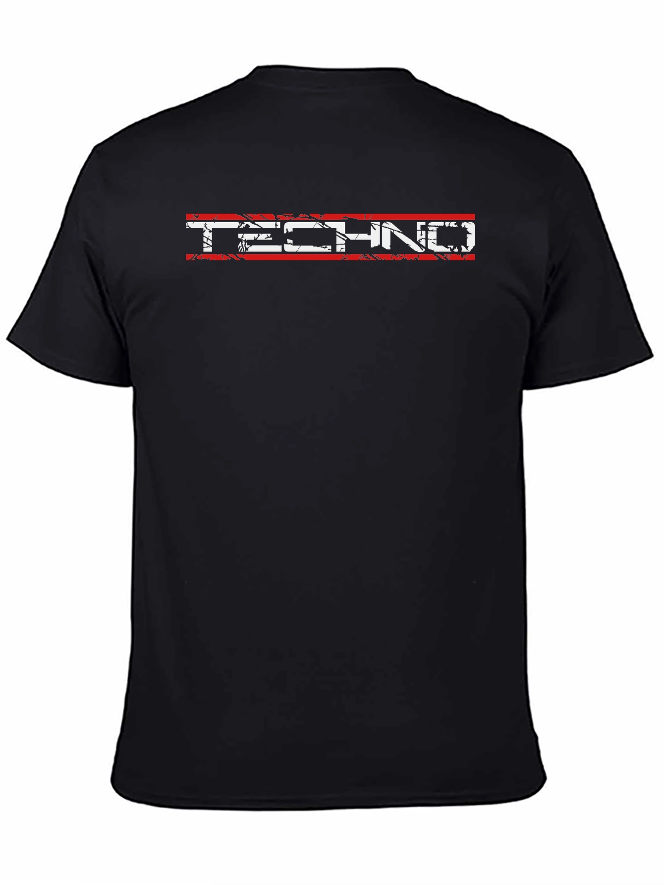 Grunge Techno Graphic Tee - Black Cotton Blend