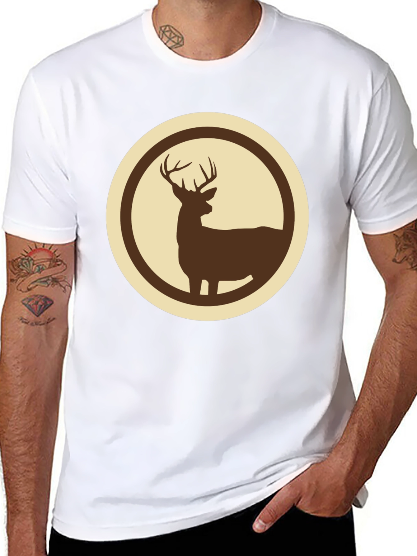Deer Silhouette Graphic Tee - Stylish Wildlife Design