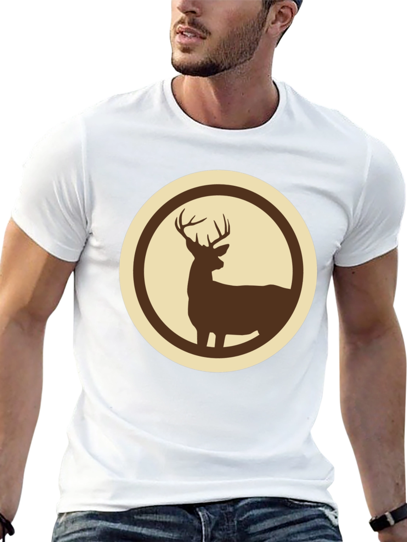 Deer Silhouette Graphic Tee - Stylish Wildlife Design