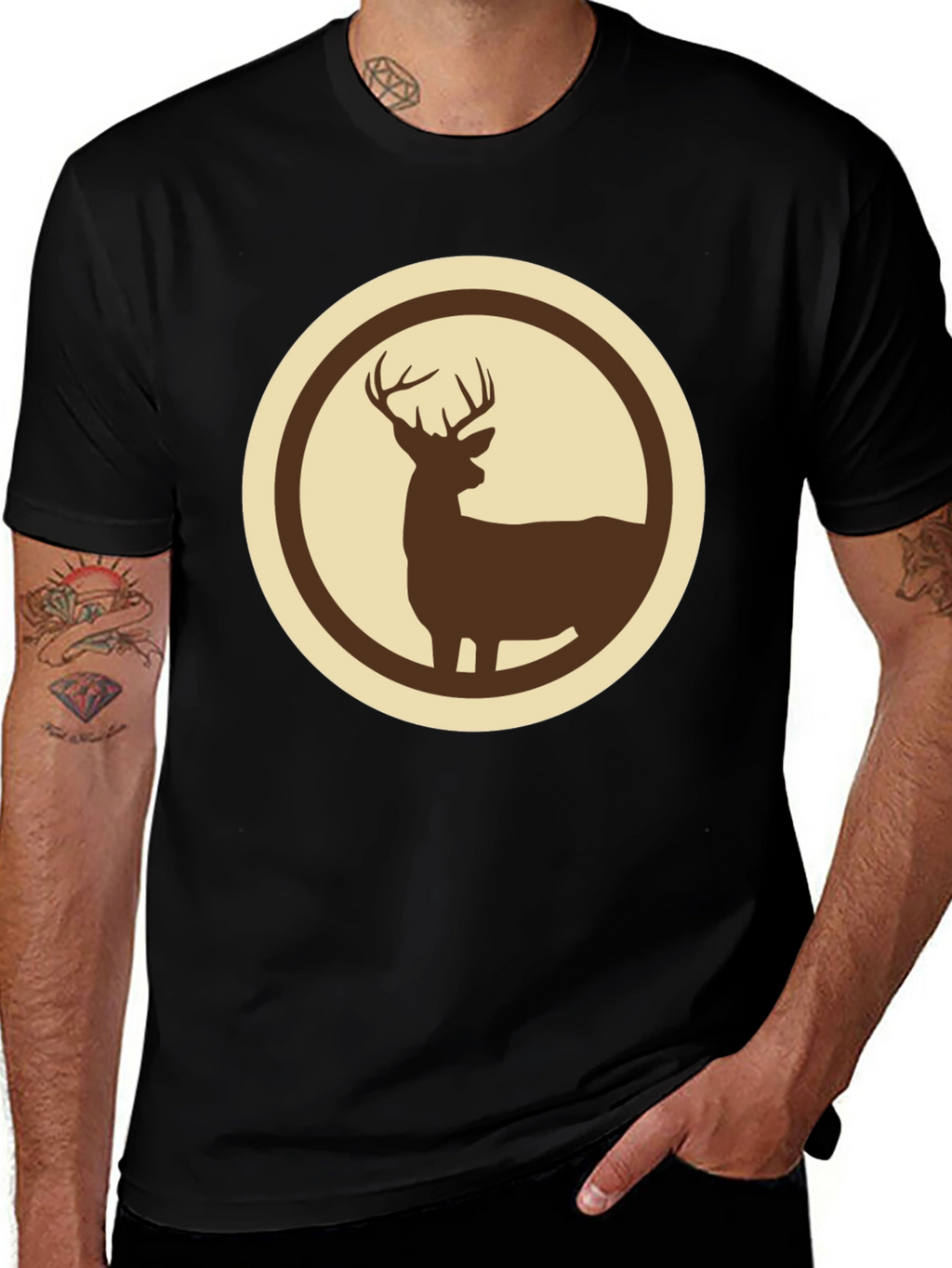 Deer Silhouette Graphic Tee - Stylish Wildlife Design
