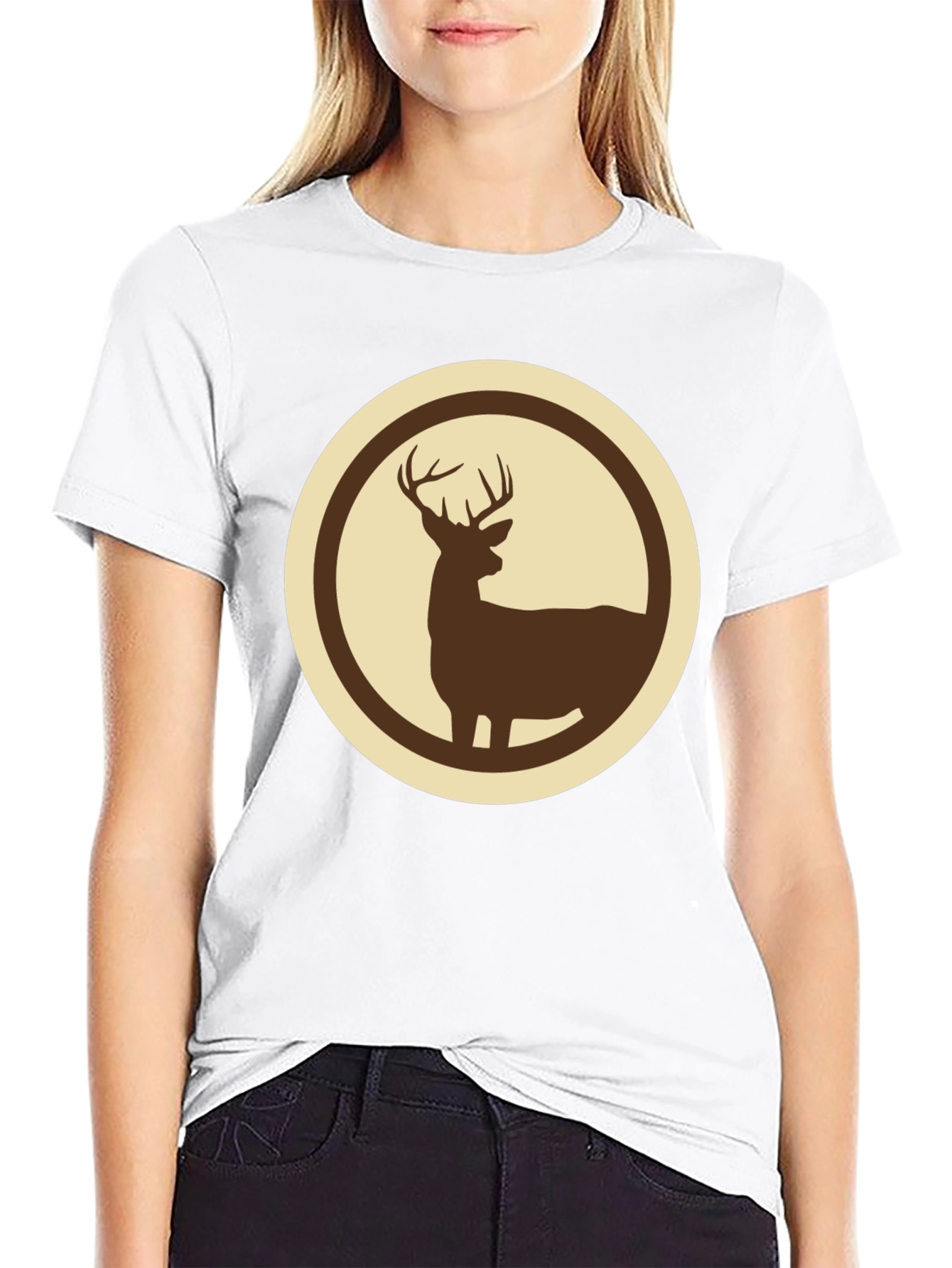 Deer Silhouette Graphic Tee - Stylish Wildlife Design