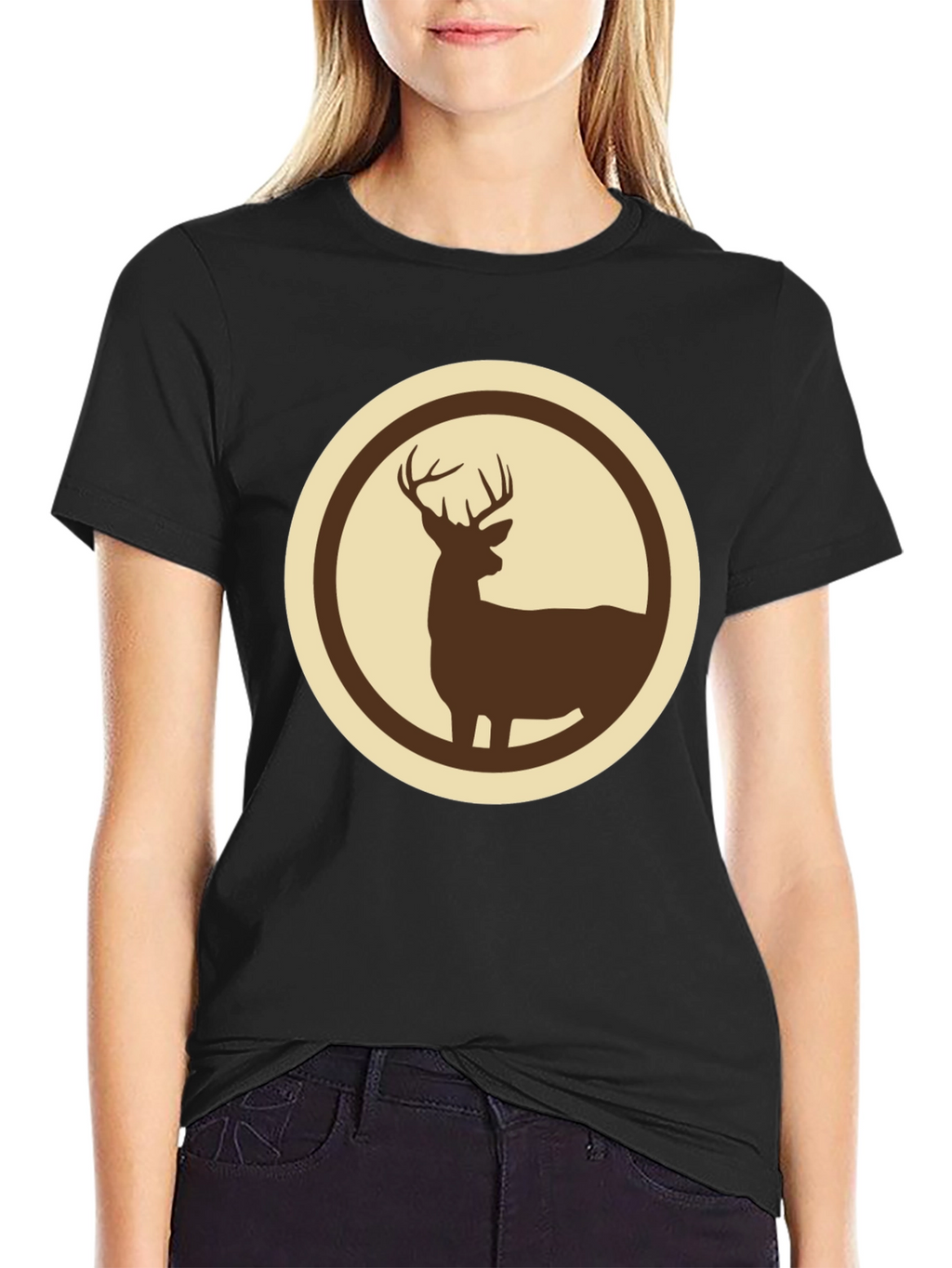 Deer Silhouette Graphic Tee - Stylish Wildlife Design