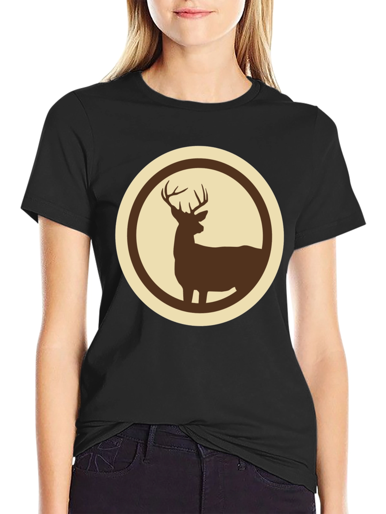Deer Silhouette Graphic Tee - Stylish Wildlife Design