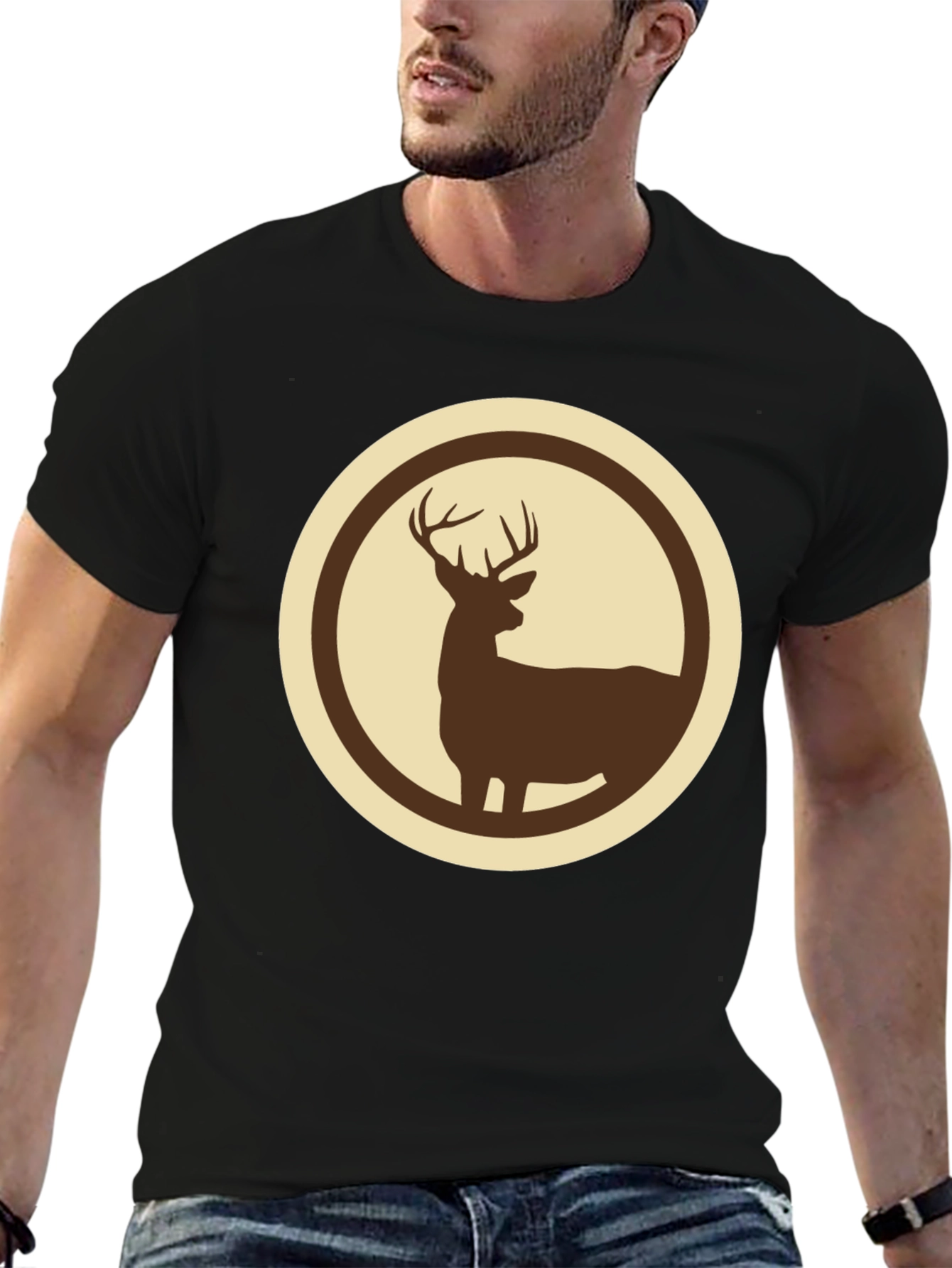 Deer Silhouette Graphic Tee - Stylish Wildlife Design