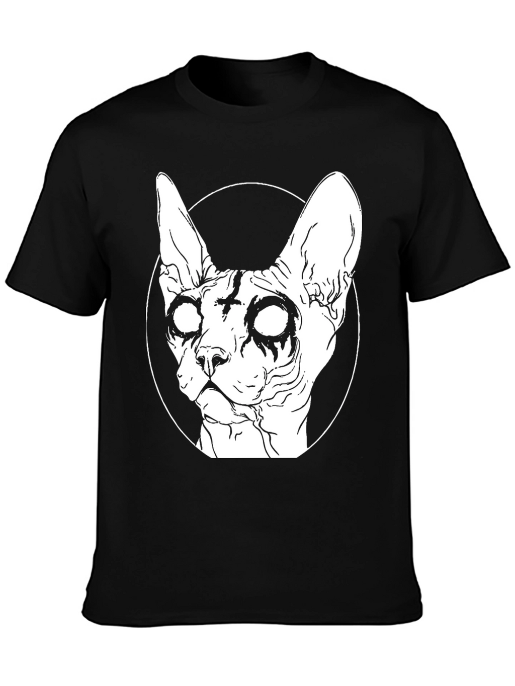 Gothic Cat T-Shirt - Sphynx Cross Design