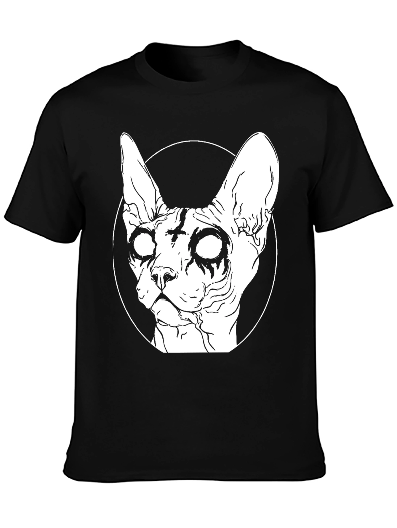 Gothic Cat T-Shirt - Sphynx Cross Design