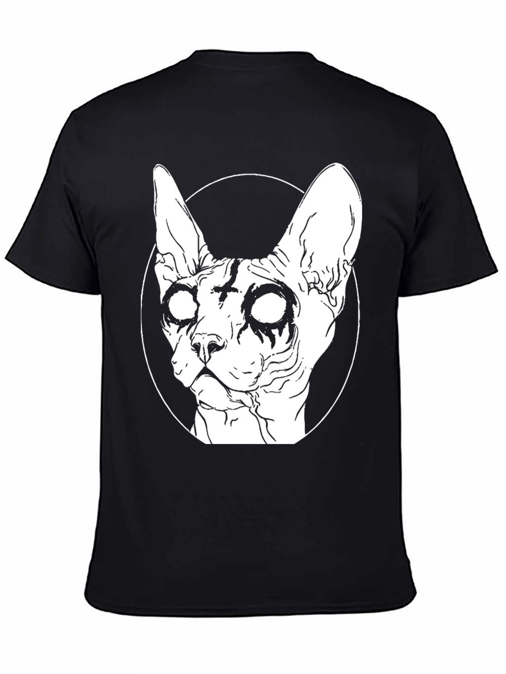 Gothic Cat T-Shirt - Sphynx Cross Design