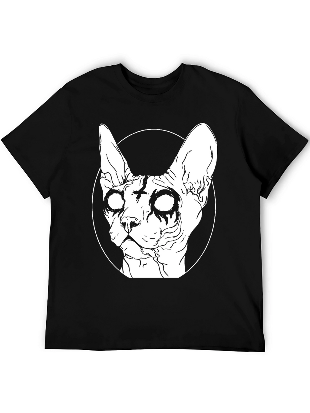 Gothic Cat T-Shirt - Sphynx Cross Design