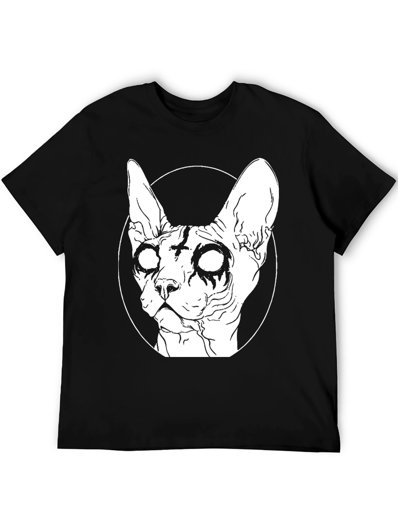 Gothic Cat T-Shirt - Sphynx Cross Design
