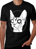Gothic Cat T-Shirt - Sphynx Cross Design