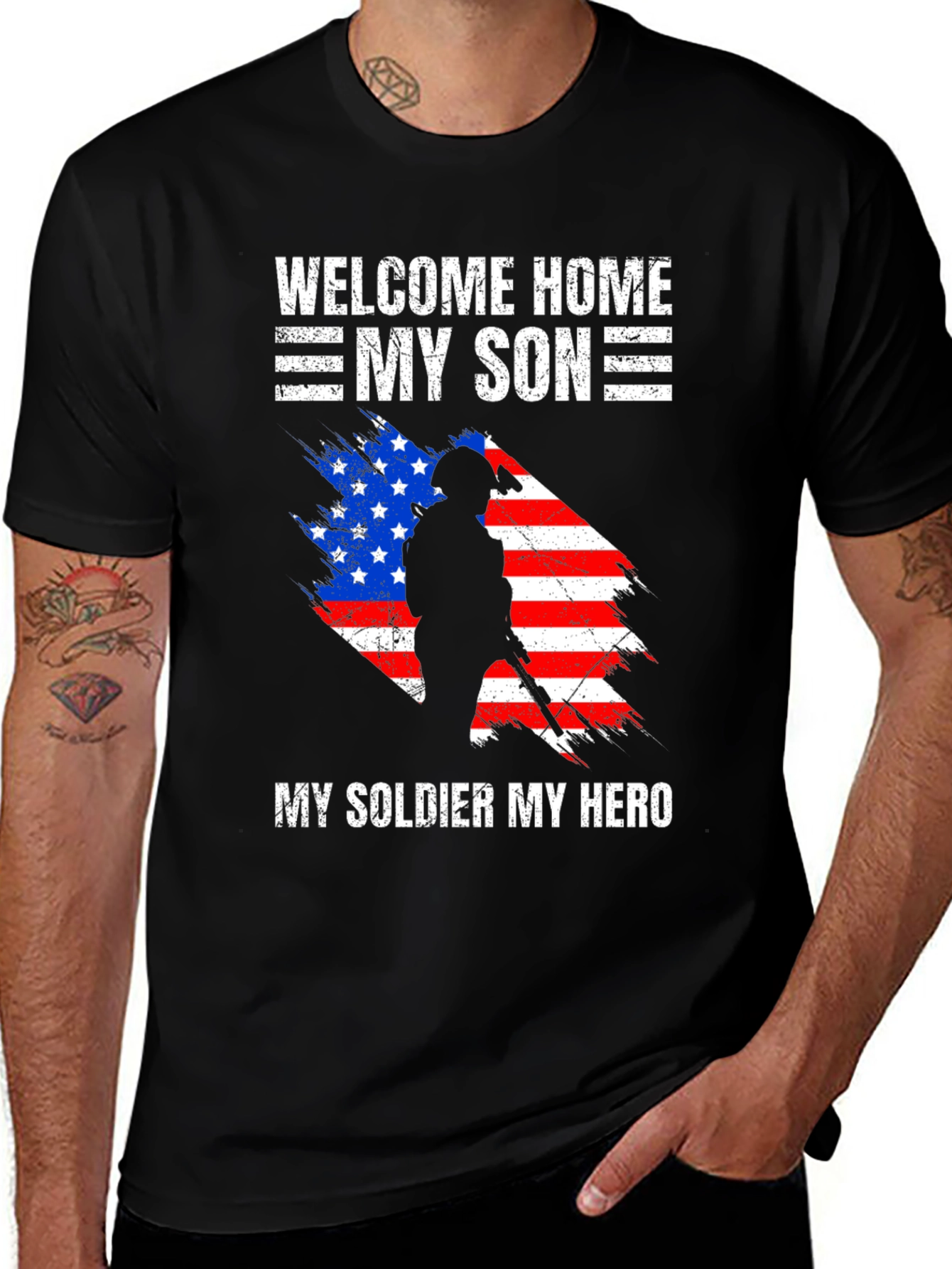 Welcome Home My Son T-Shirt - Patriotic Soldier Design