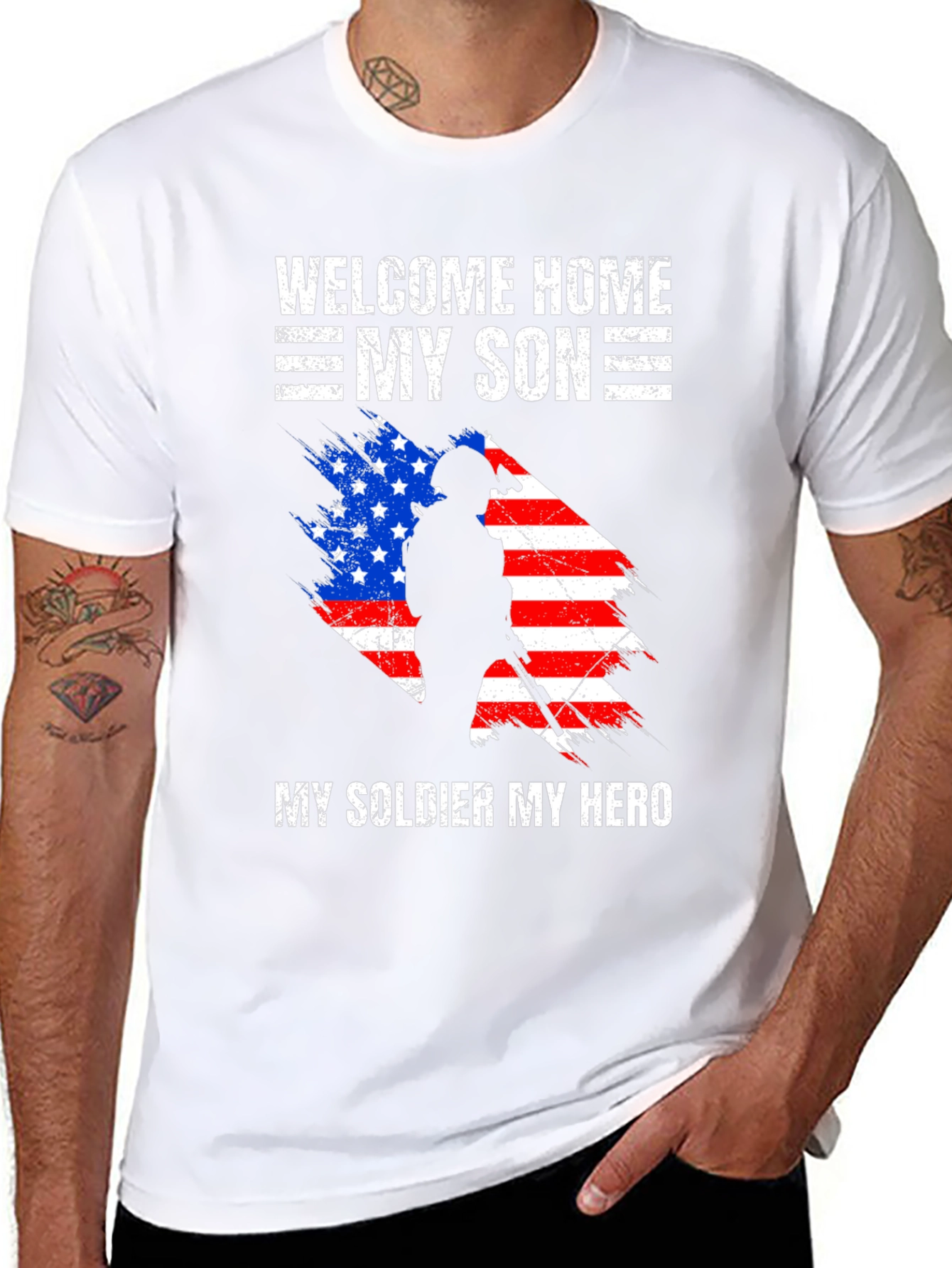 Welcome Home My Son T-Shirt - Patriotic Soldier Design