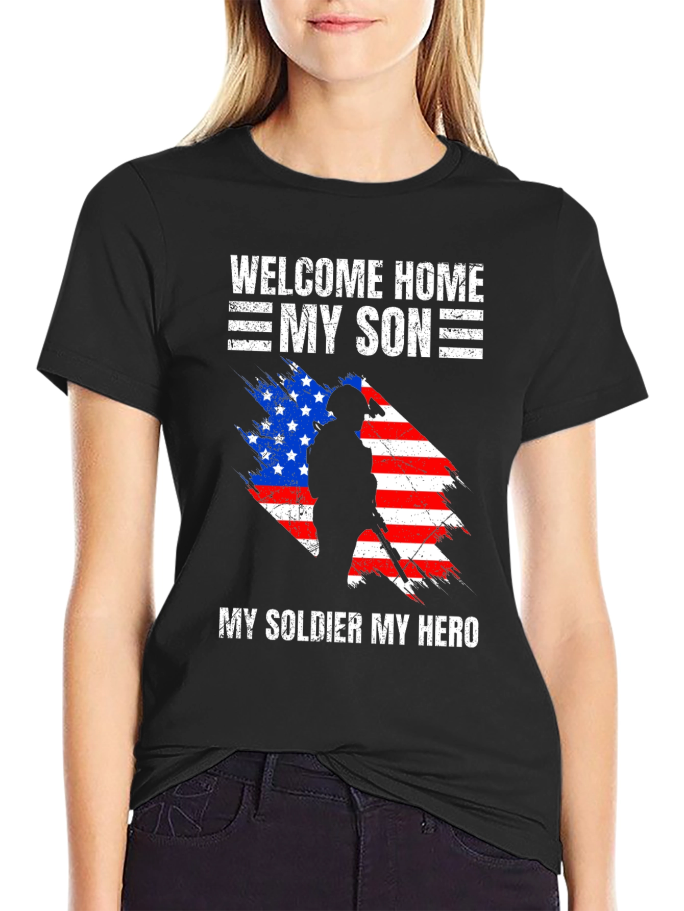 Welcome Home My Son T-Shirt - Patriotic Soldier Design