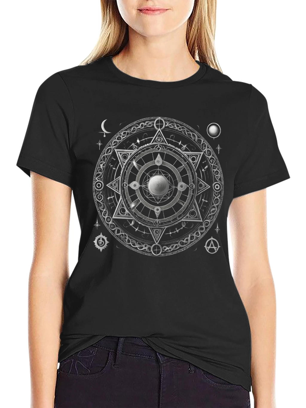 Mystic Symbol Graphic Print Black T-Shirt