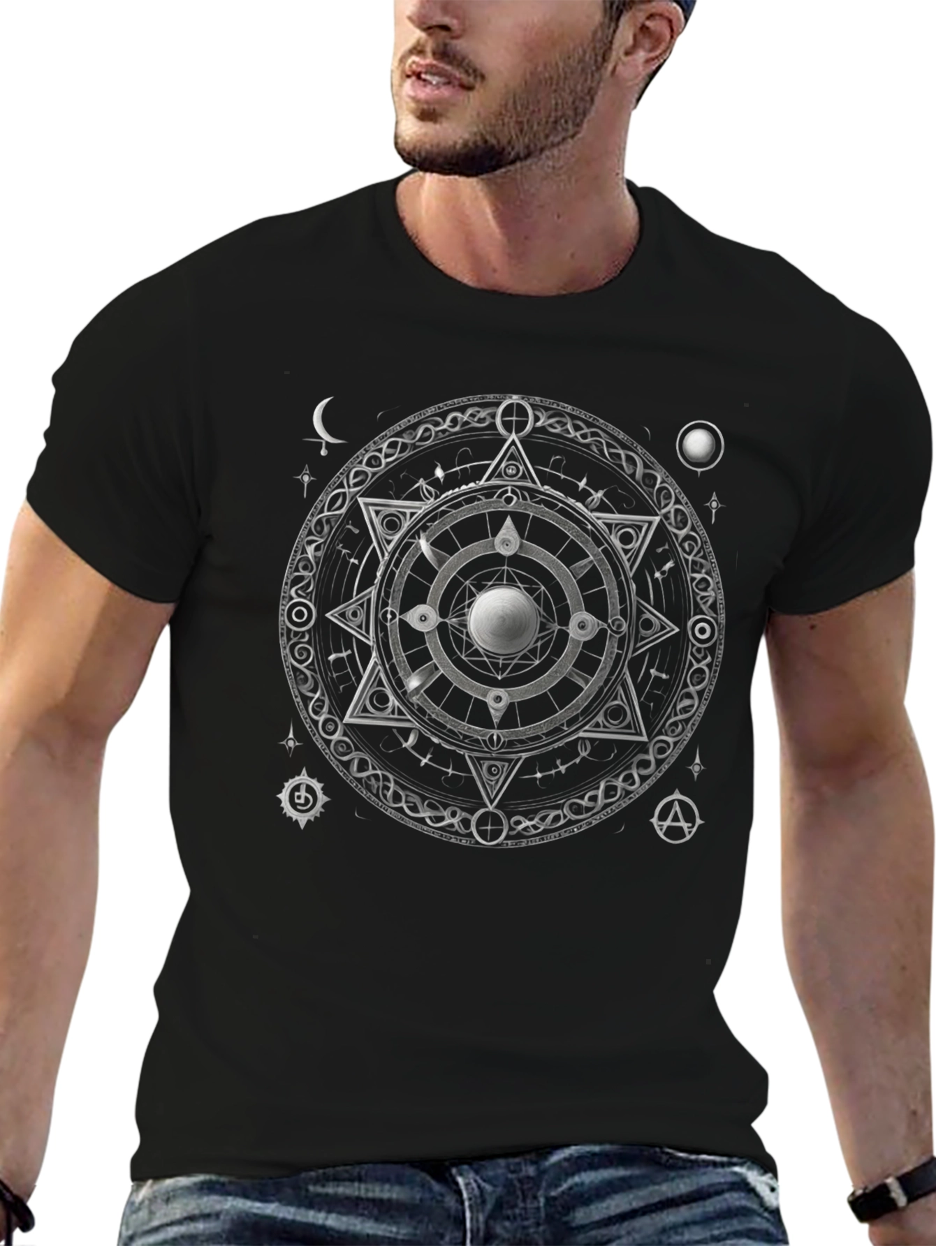 Mystic Symbol Graphic Print Black T-Shirt