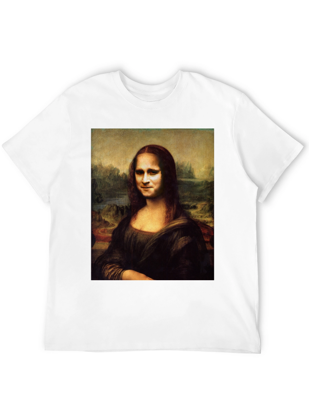 Mona Lisa Funny Face Black T-Shirt