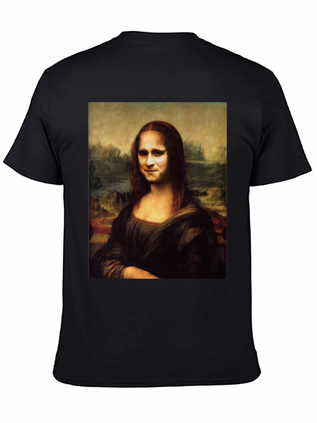 Mona Lisa Funny Face Black T-Shirt