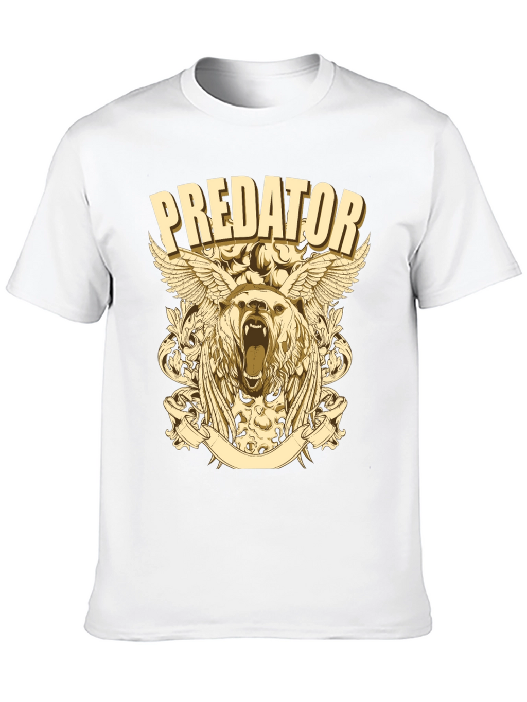 Predator Bear Graphic Print Black T-Shirt