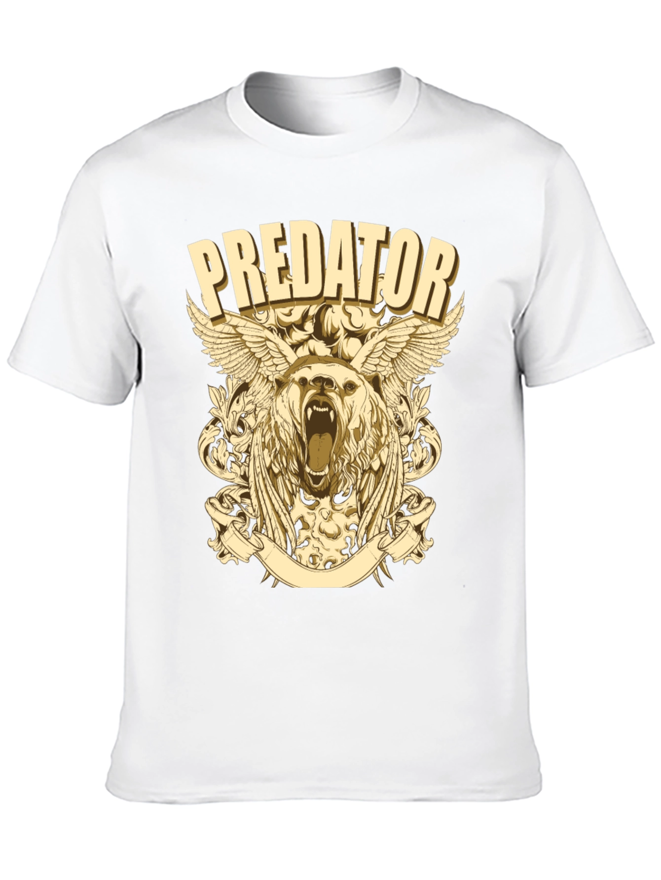Predator Bear Graphic Print Black T-Shirt