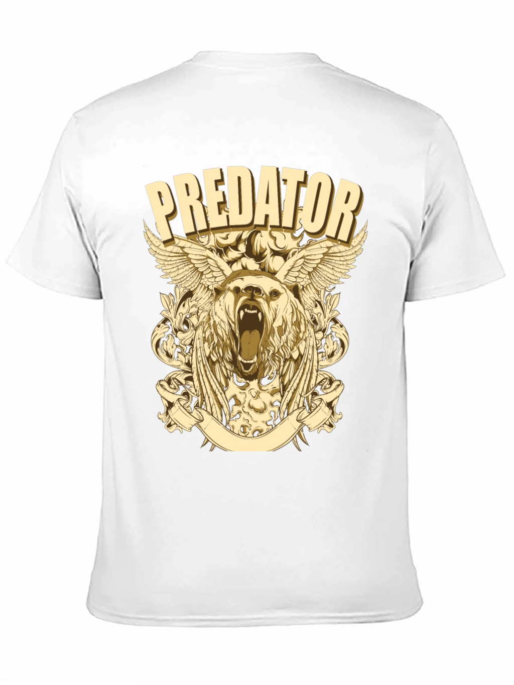 Predator Bear Graphic Print Black T-Shirt