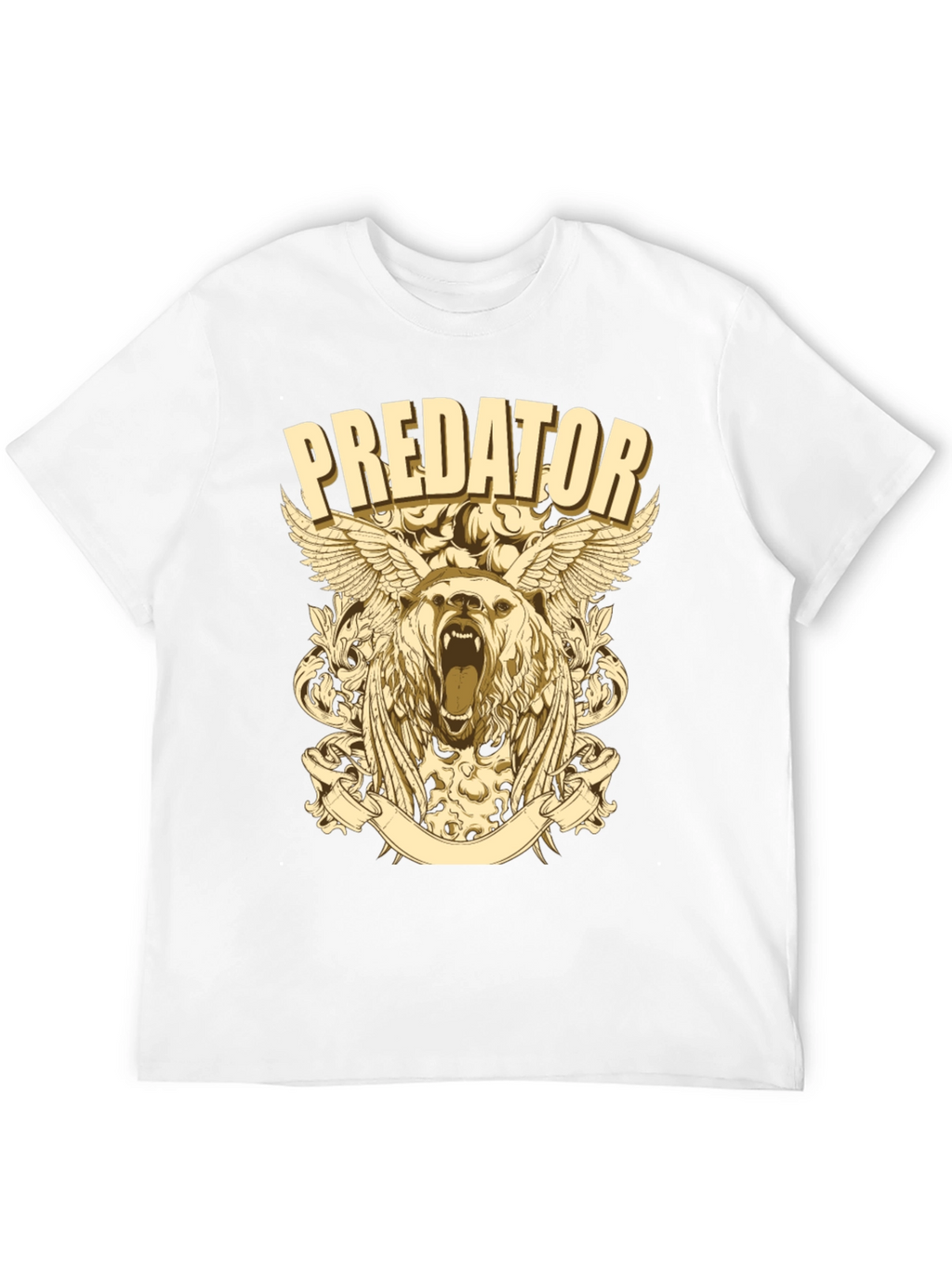 Predator Bear Graphic Print Black T-Shirt