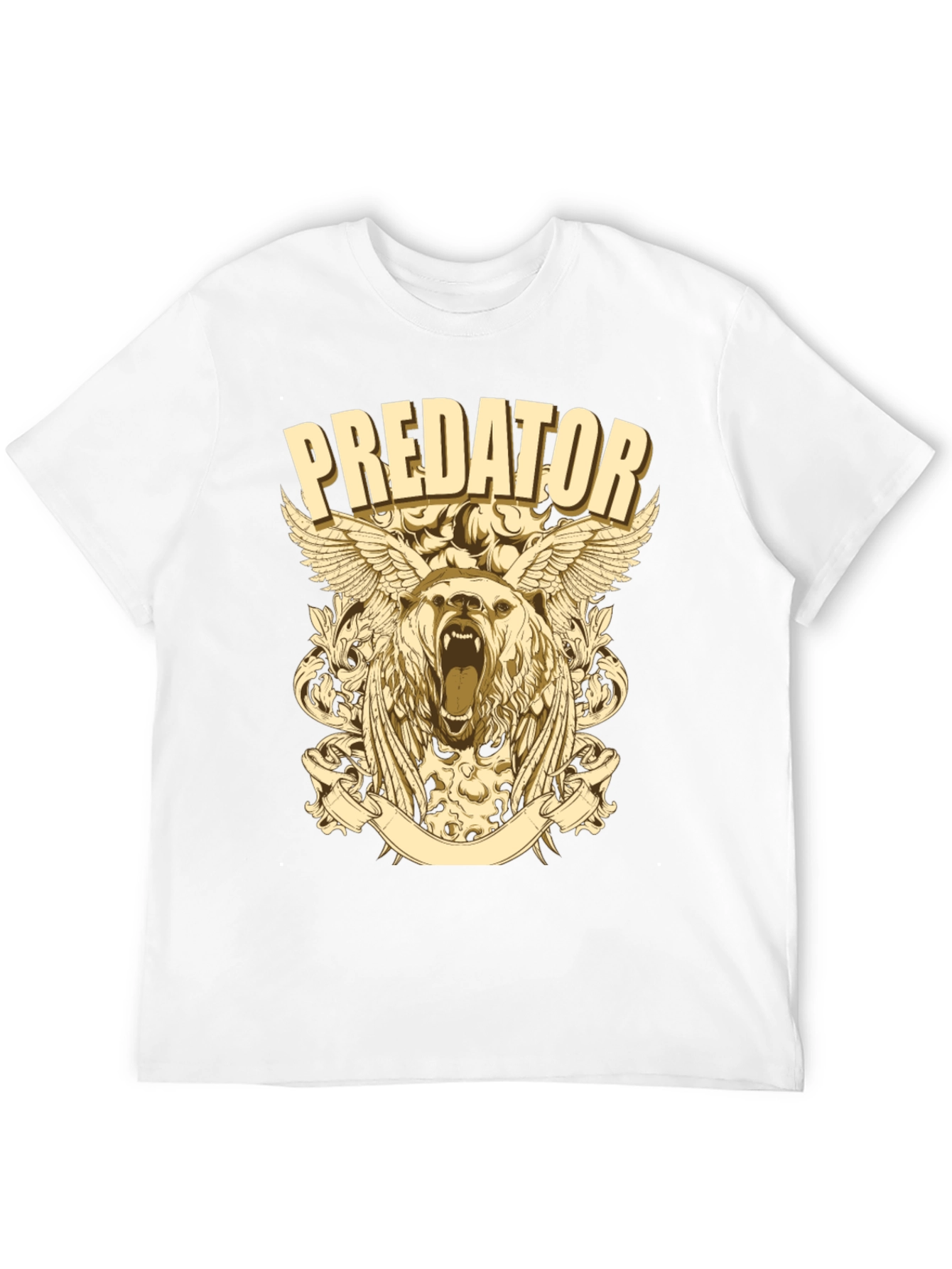Predator Bear Graphic Print Black T-Shirt