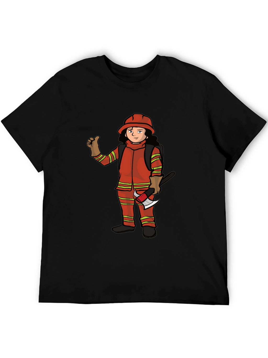 Firefighter Cartoon Graphic T-Shirt