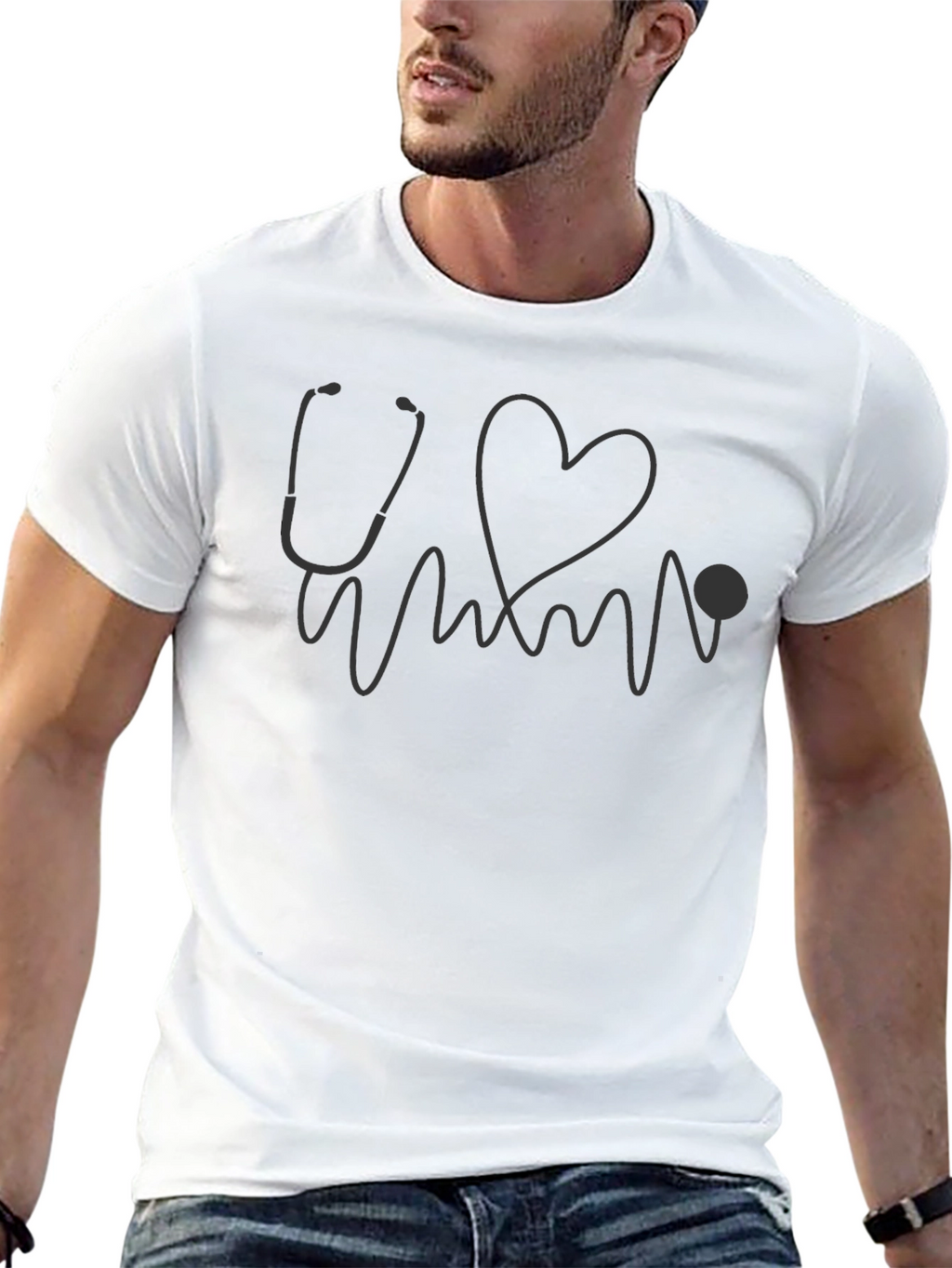 Stethoscope Heartbeat T-Shirt - Medical Staff Gift