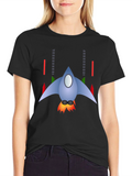 Retro Rocket Graphic Tee - Black