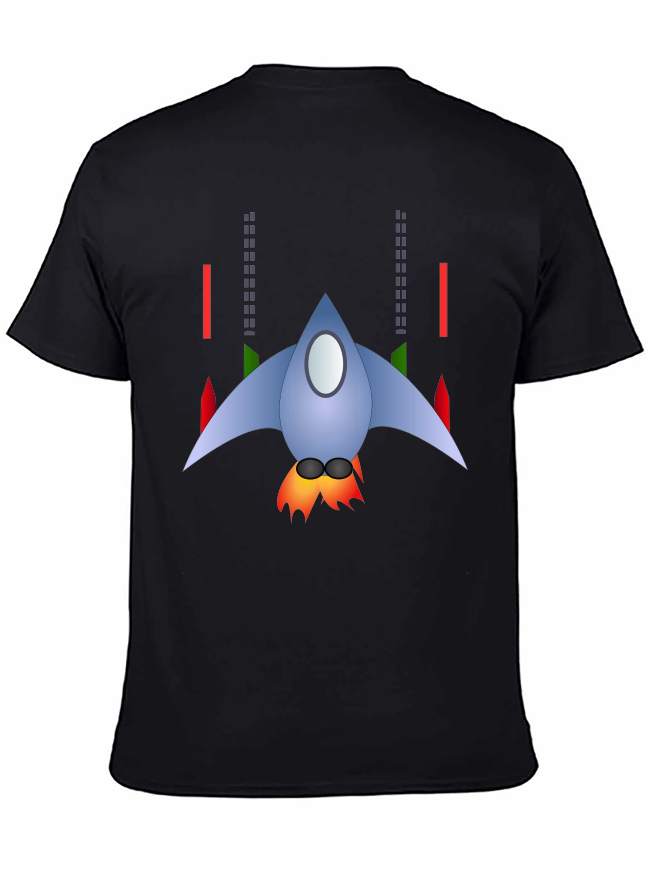 Retro Rocket Graphic Tee - Black