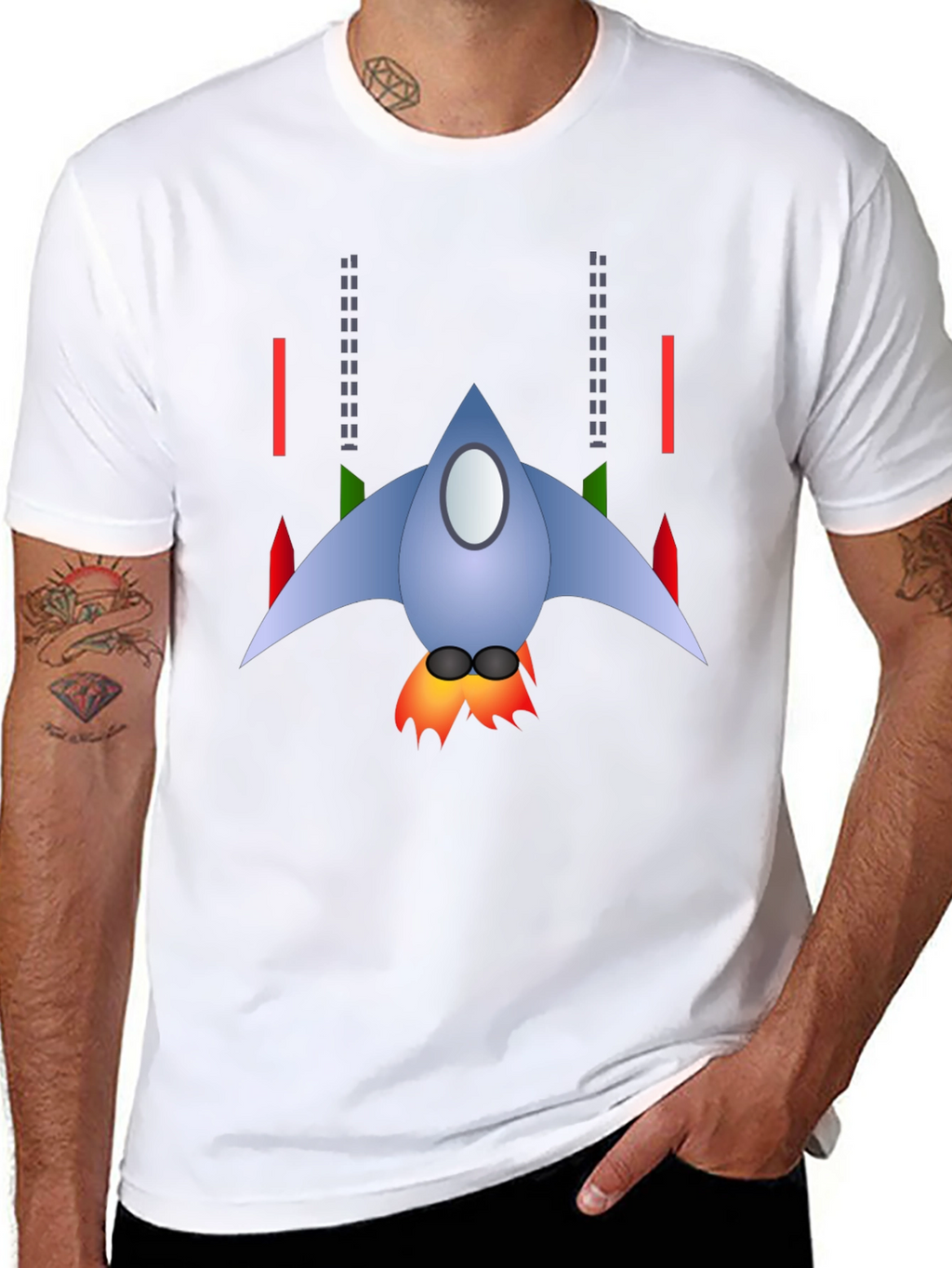 Retro Rocket Graphic Tee - Black