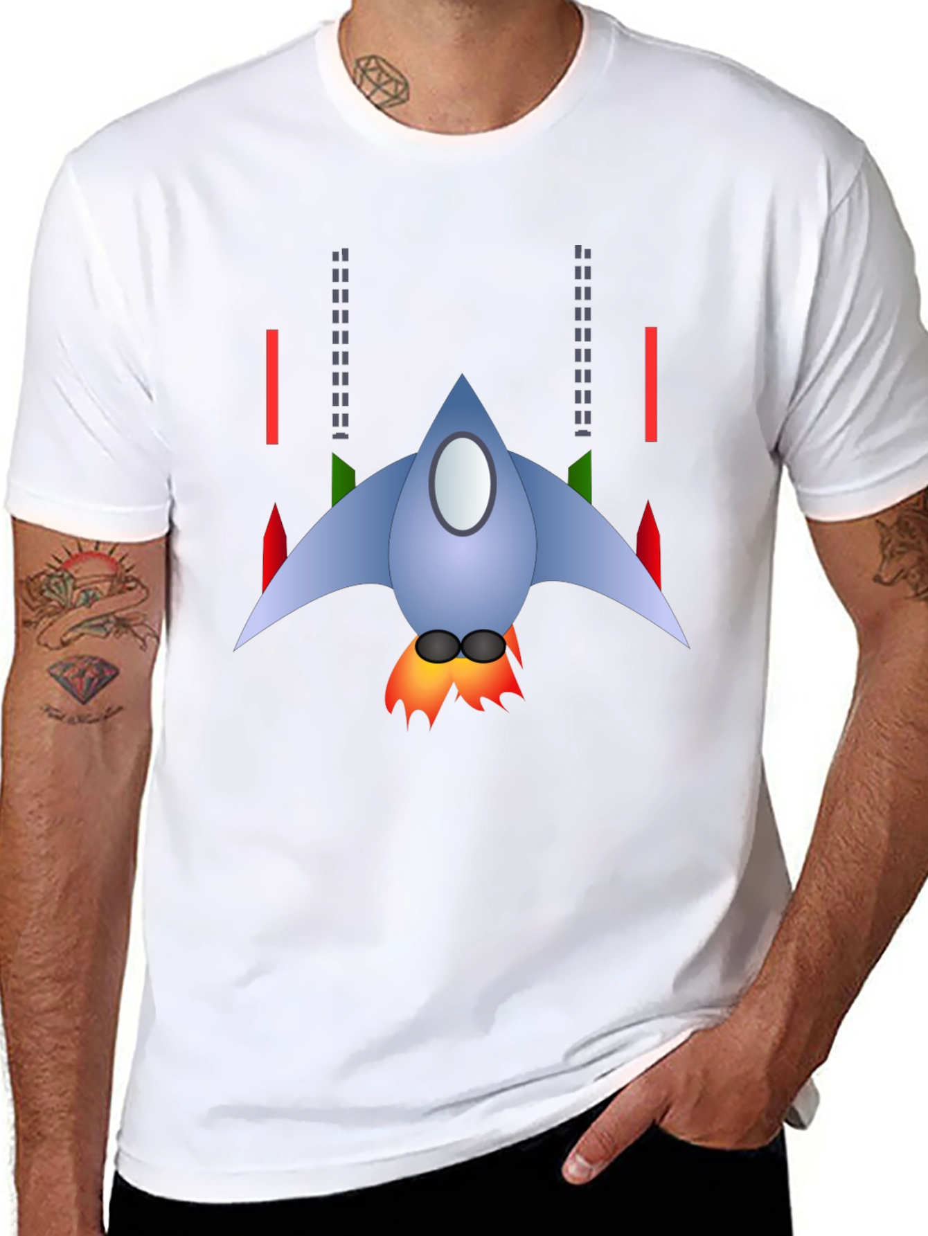 Retro Rocket Graphic Tee - Black
