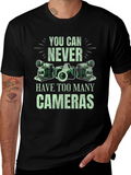 Never Too Many Cameras Black Graphic Tee
