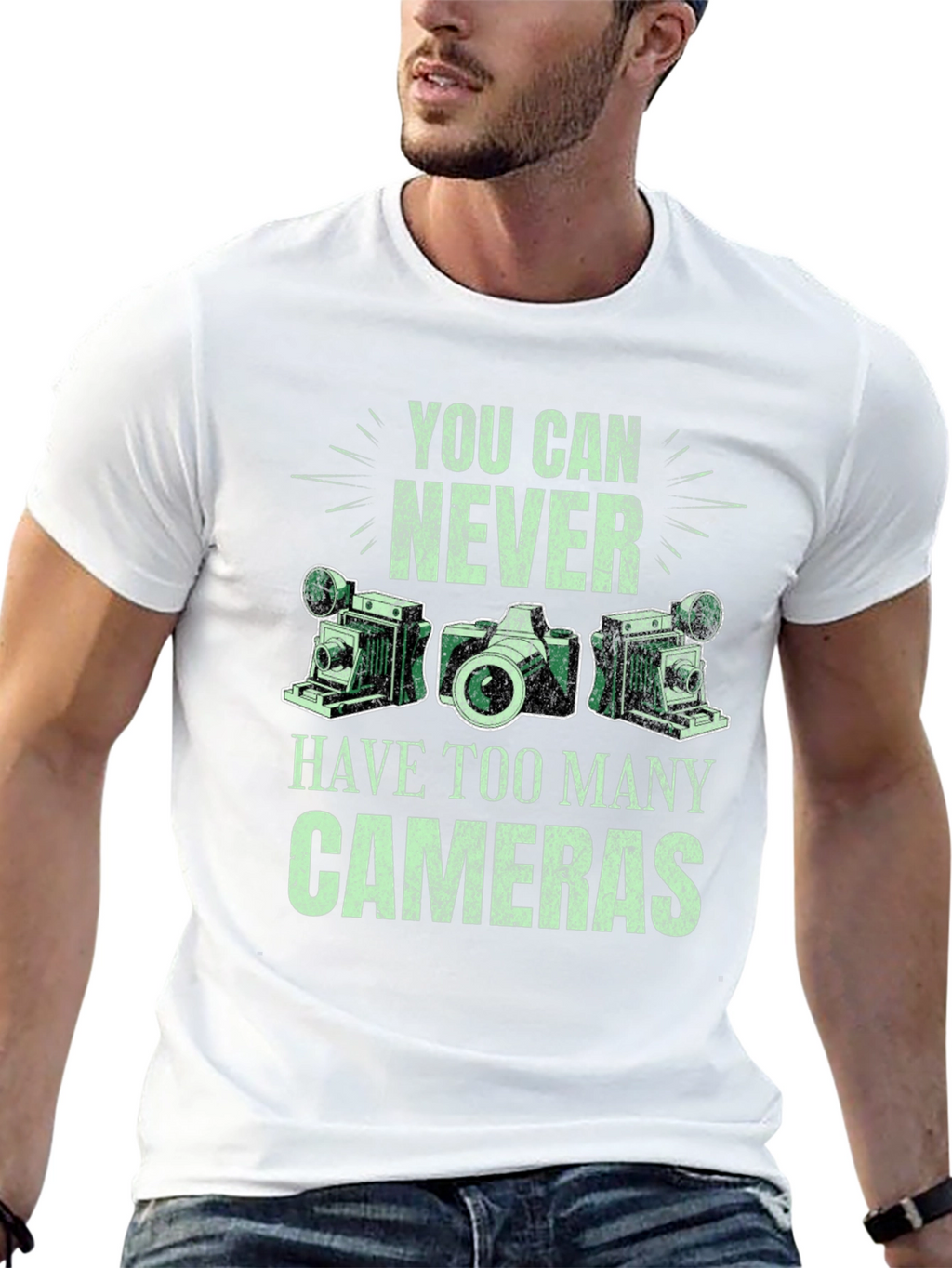 Never Too Many Cameras Black Graphic Tee