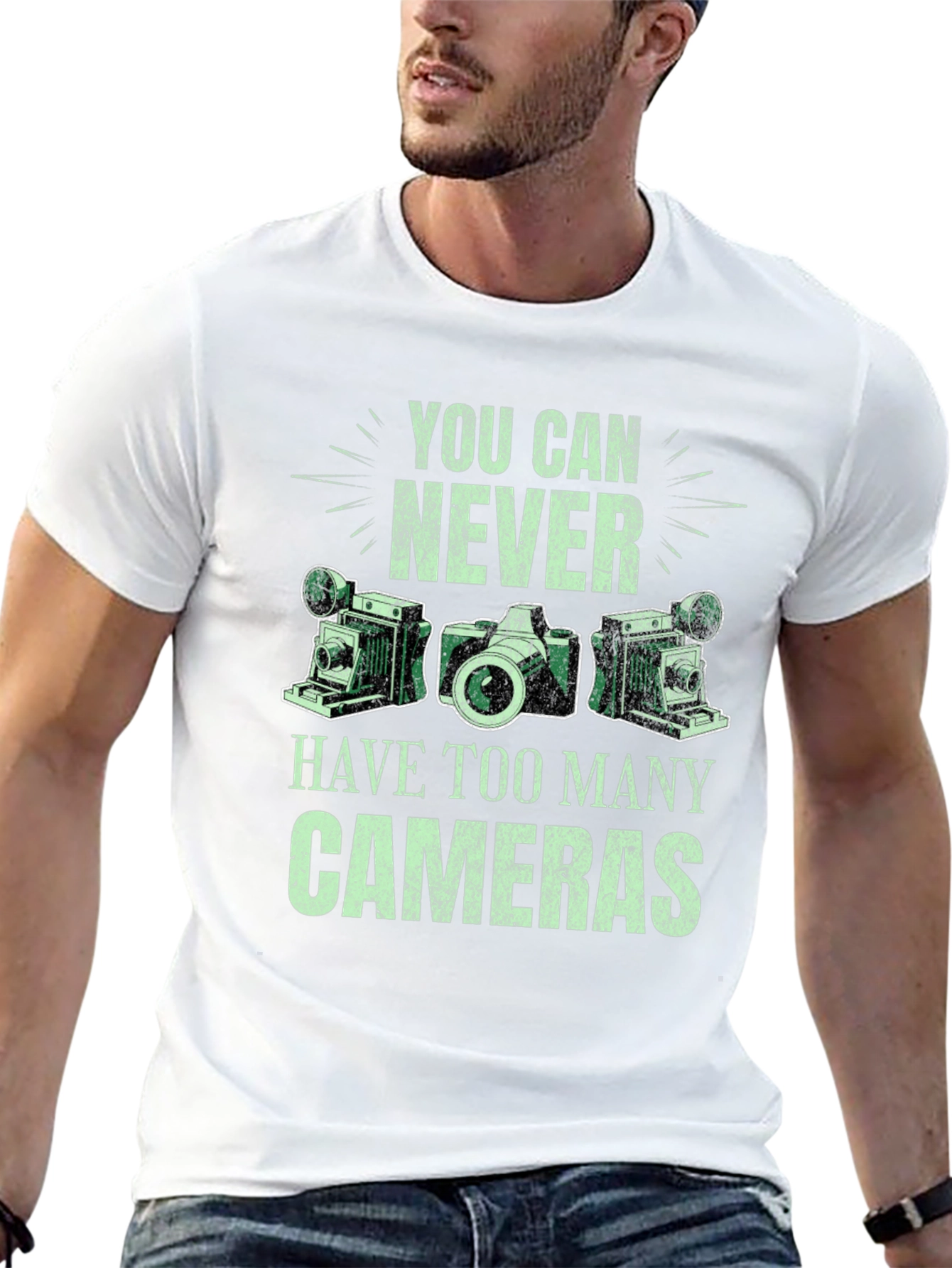 Never Too Many Cameras Black Graphic Tee