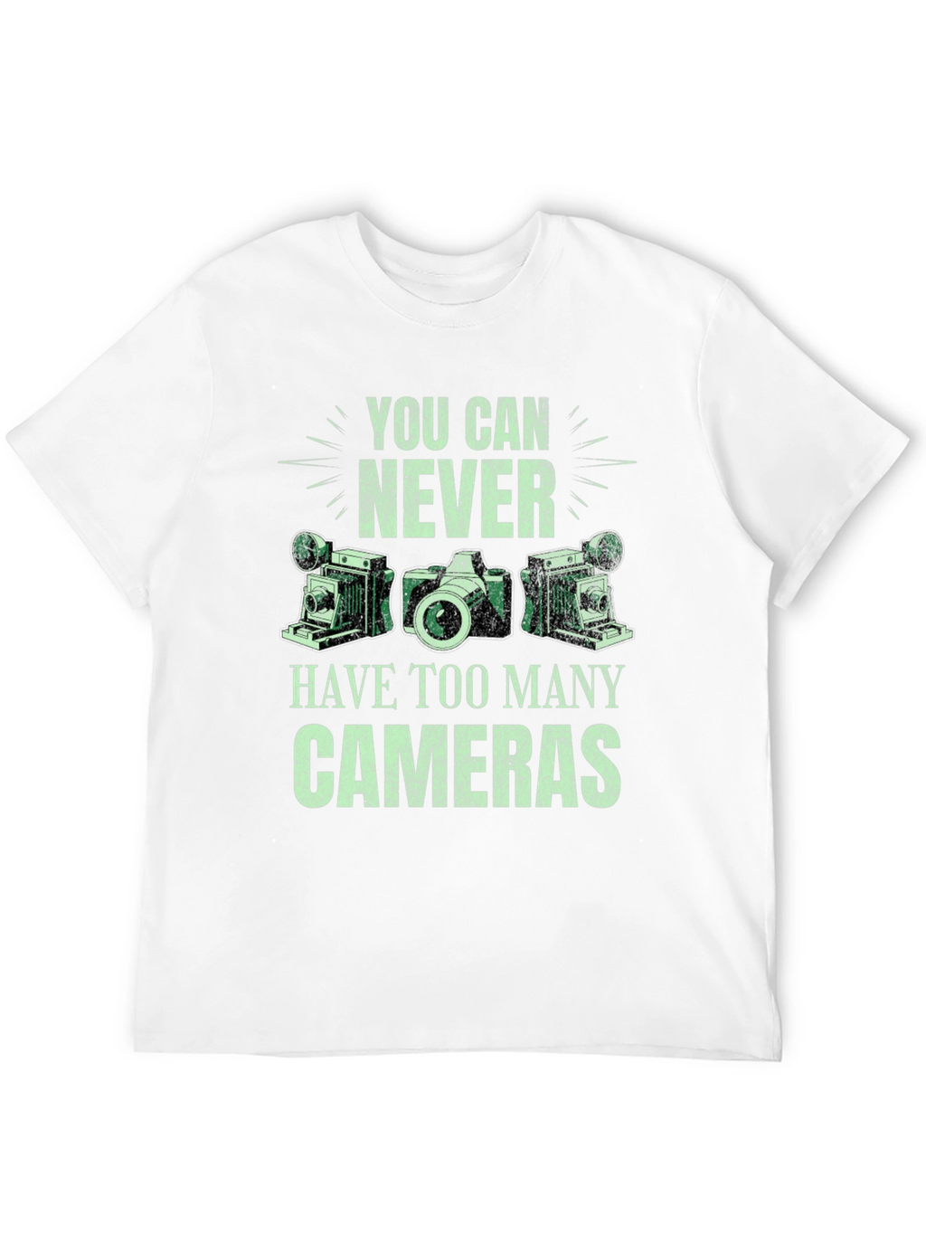 Never Too Many Cameras Black Graphic Tee