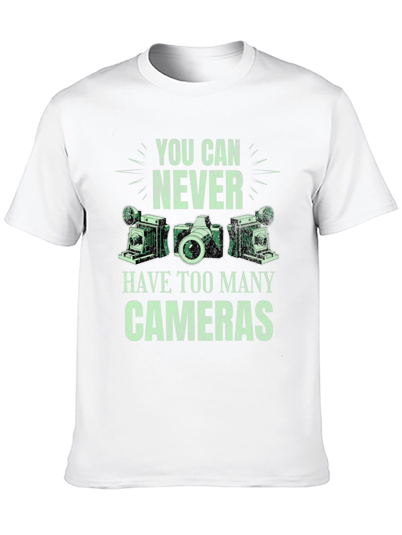 Never Too Many Cameras Black Graphic Tee