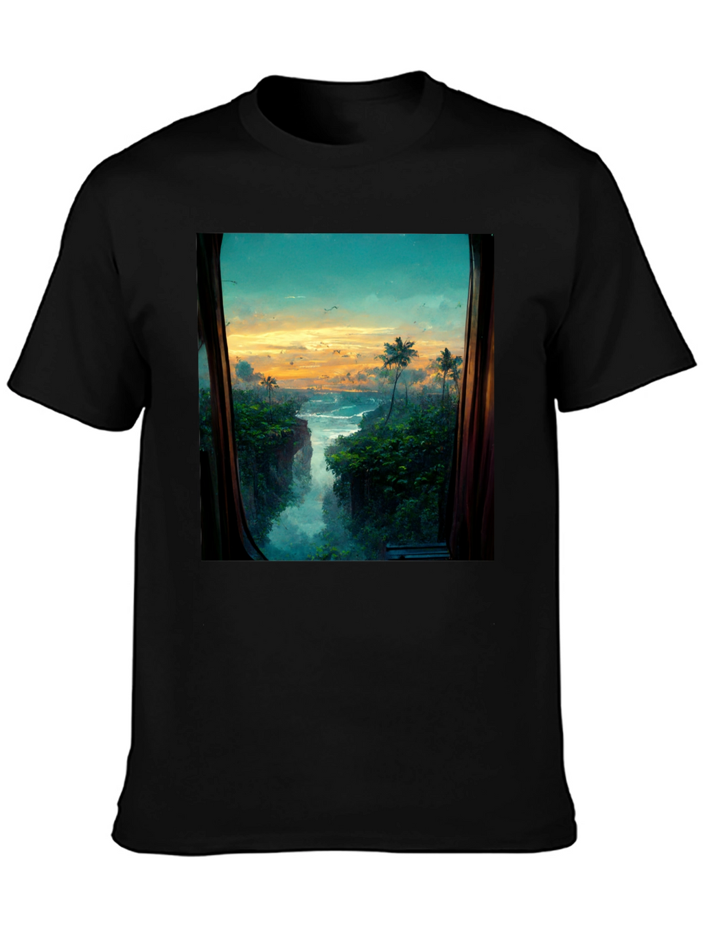 Tropical View T-Shirt - Nature Window Design
