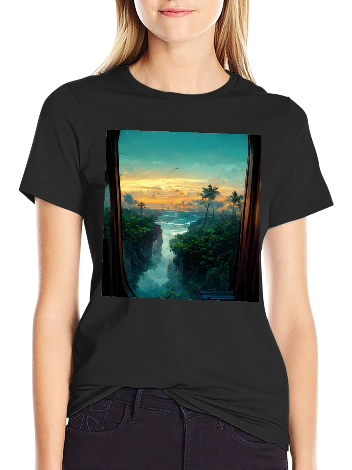 Tropical View T-Shirt - Nature Window Design