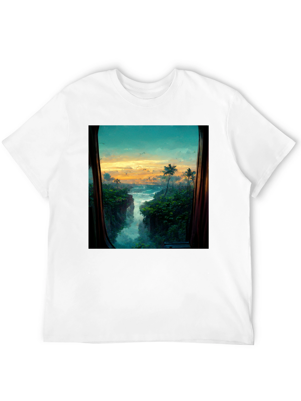 Tropical View T-Shirt - Nature Window Design