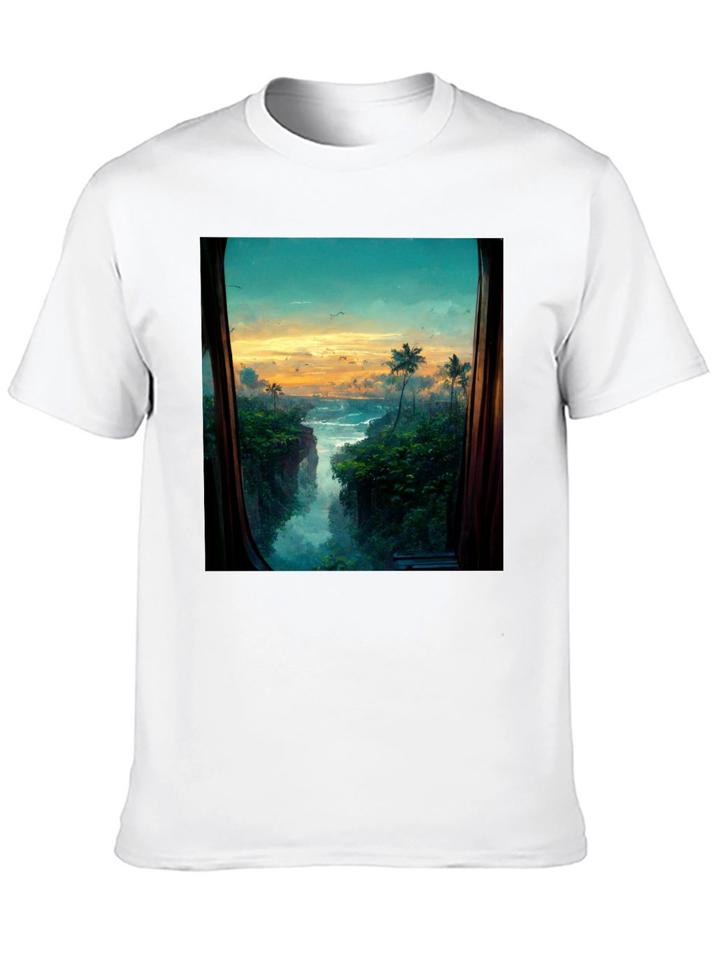 Tropical View T-Shirt - Nature Window Design