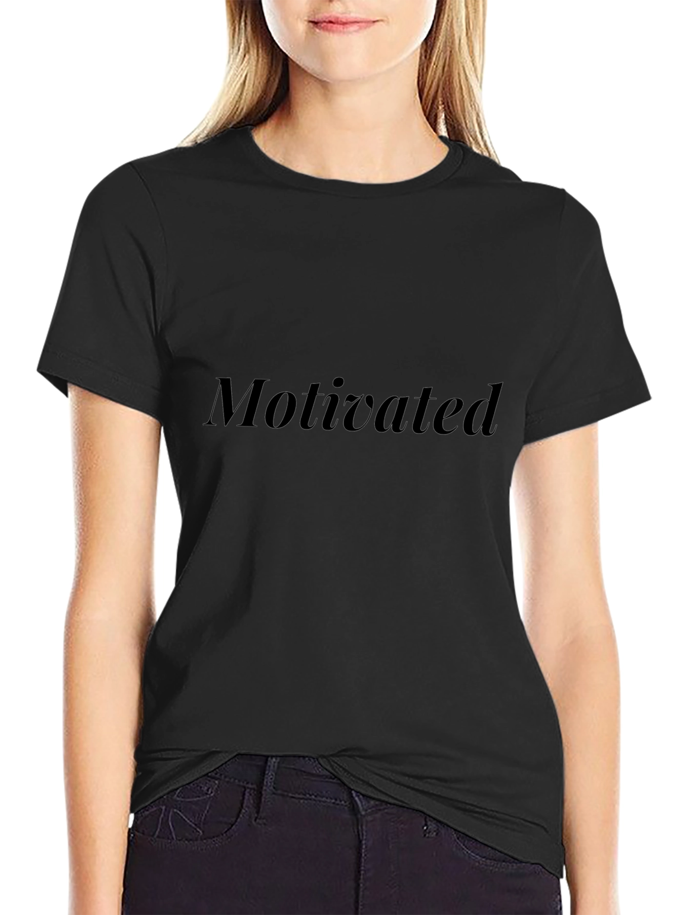 Motivated Black T-Shirt - Classic Crew Neck Tee