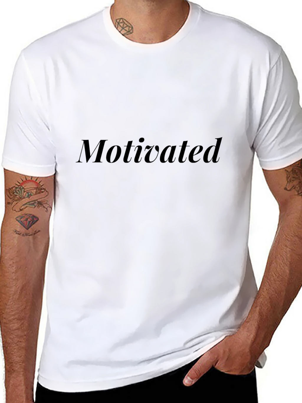 Motivated Black T-Shirt - Classic Crew Neck Tee