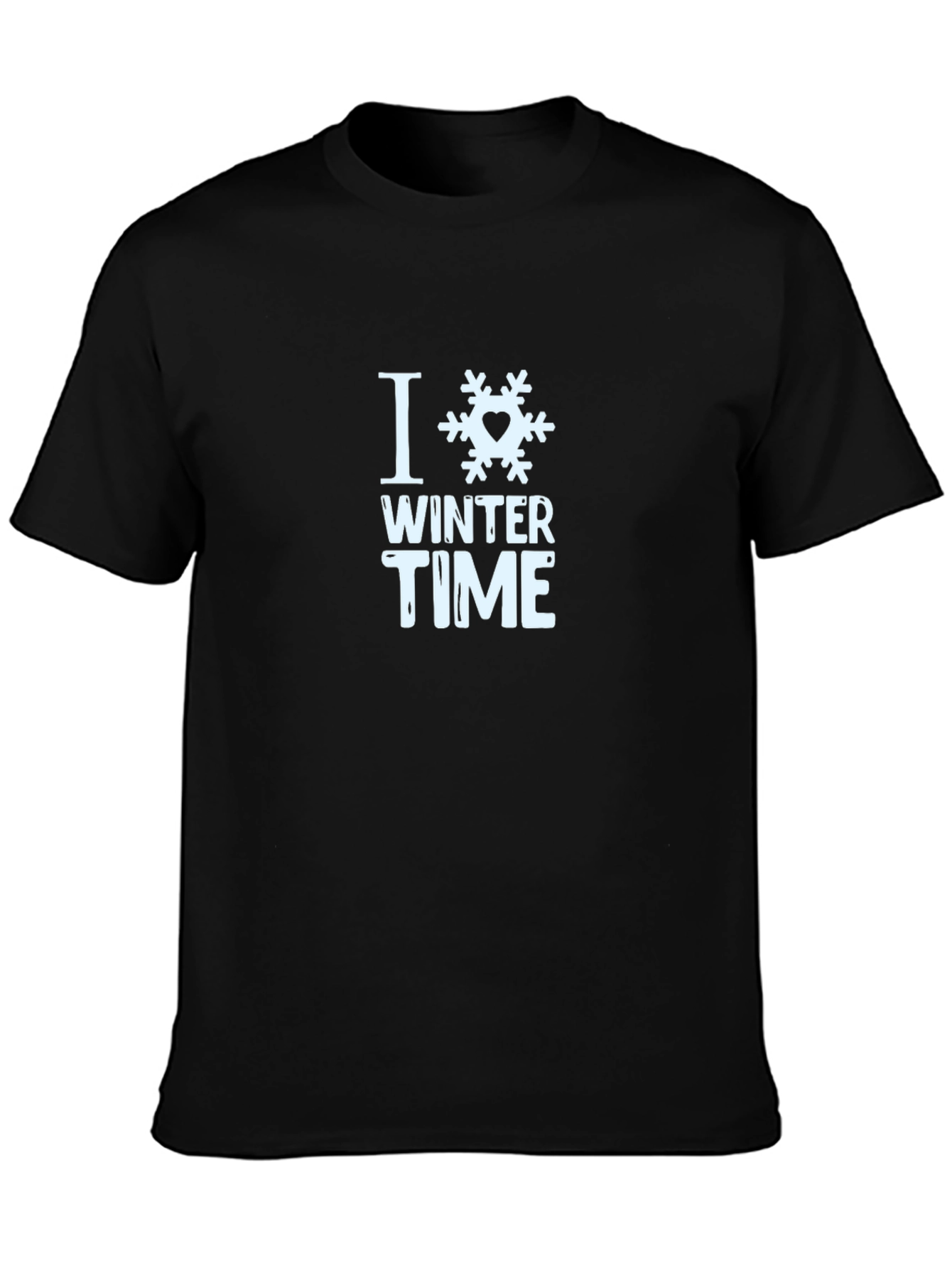 I Love Winter Time Black T-Shirt